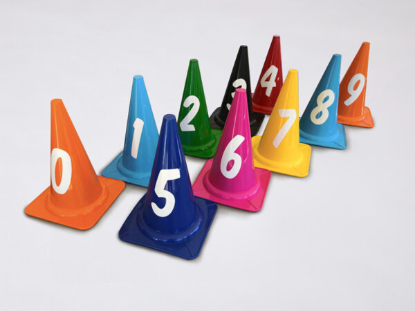 Afbakenkegel Set MK28 Genummerd 0 t/m 9 - Mix Kleuren-0