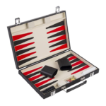 Backgammon 15'' Zwart PU Leder-0