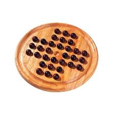 Solitaire hout met glazen knikkers-0