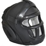 Hoofdbeschermer met Plastic grill/vizier zwart L-0