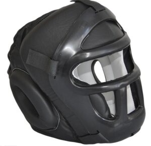 Hoofdbeschermer met Plastic grill/vizier zwart XL-0