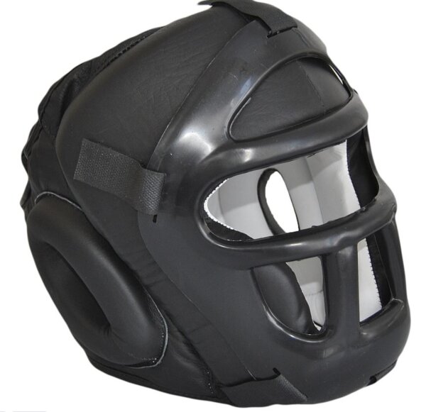 Hoofdbeschermer met Plastic grill/vizier zwart XL-0